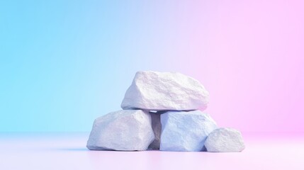 Obraz premium Stacked, light-toned rocks on a pastel background