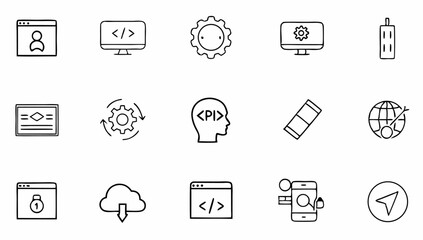 programming coding set of web icons in line style  (6).eps