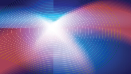 Abstract neon light with dash line oval on gradient blue creative background. Vector illustration.