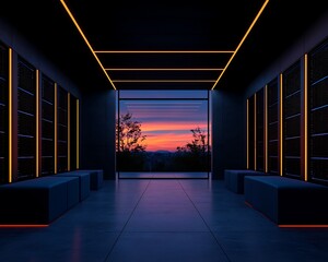 Modern Corridor Sunset View
