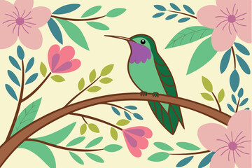Elegant Hummingbird in Flight Vibrant & Artistic Nature Illustration