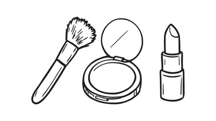 Makeup Kit line art simple drawing for beauty enthusiasts
