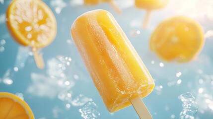 juicy orange burst frozen mid-air, tangy summer feel .