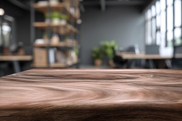 Wooden table top in modern office