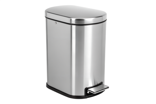 Trash can stainless steel isolated. Stainless steel pedal dustbin..