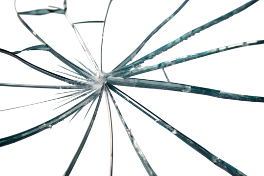 Broken, cracked or crashed glass. Broken glass on transparency background.