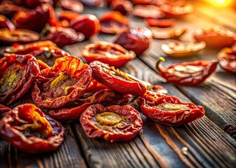 Sun-Dried Tomatoes Long Exposure Photography: Vibrant Colors, Rustic Texture, Italian Cuisine