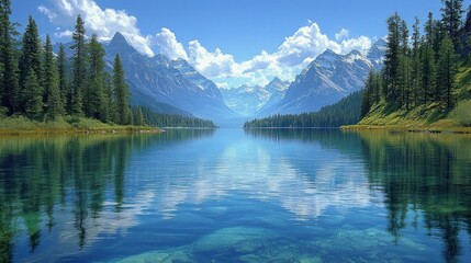 Fototapeta premium Serene Mountain Lake Scenery (1)