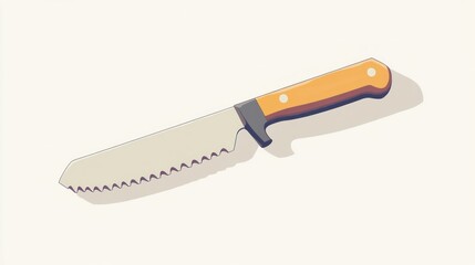 Kitchen bread knife illustration