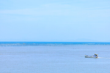 春の有明海　のり養殖　佐賀県太良町　Ariake Sea in Spring. Nori farming. Saga Pref, Tara town.