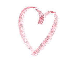 Red Crayon Heart Drawing, Soft Hand-Drawn Love Symbol on White Background
