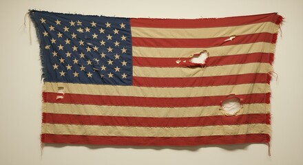 American Flag Torn and Hanging