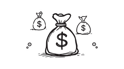 Money bag line art unique financial design for digital content