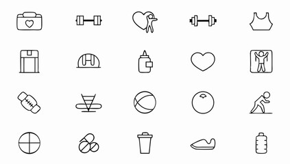 sport and fitness icon set with editable stroke  h.eps