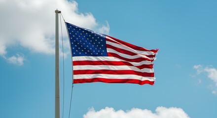 Fototapeta premium American Flag Waving in the Sky