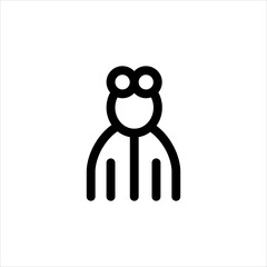 Person, worker in protective clothing and raised glasses. Vector graphic icon with editable lines.