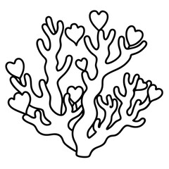 Romantic Coral Reef Line Art Design