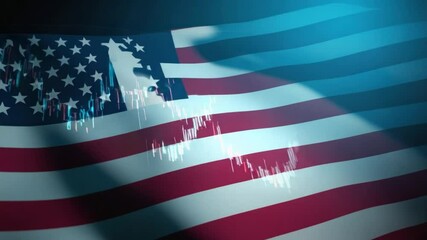 American flag overlaid with financial charts. - Powered by Adobe