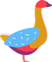 Goose silhouette in modern fashion pop art style. Colorful creative bird character design. Vivid vector illustration.