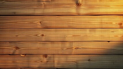 Naklejka premium Golden Hour Sunlight on Rustic Wooden Planks Background Texture