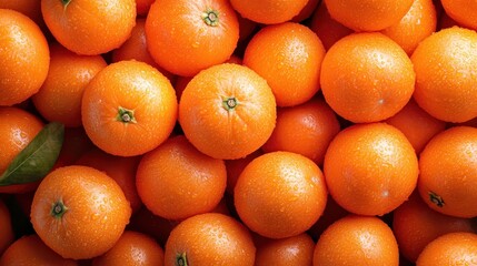 A stunning close-up of vibrant oranges adorned with glistening dew drops, emphasizing their freshness and inviting appeal, perfect for health-centric imagery.