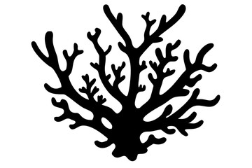 Obraz premium Coral Silhouette Illustration for Ocean Art, Marine Life Graphics, Underwater Nature Sketch