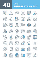 40 business-training line icons