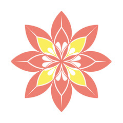 abstract flower vector illustration . Colorful Geometric Floral Vector Design – Symmetrical & Vibrant Artwork