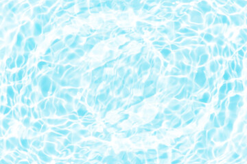 Blue water with ripples on the surface. Defocus blurred transparent blue colored clear calm water surface texture with splashes and bubbles. Water waves with shining pattern texture background.