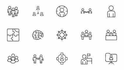 team work set of web icons in line style  teamwork.eps