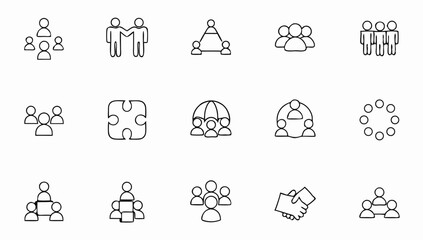 teamwork icon set with editable stroke  team work  (1).eps