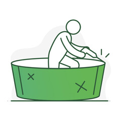Cleaning Hot Tub Icon. Activity-based illustration for lifestyle, home, or outdoor task contexts