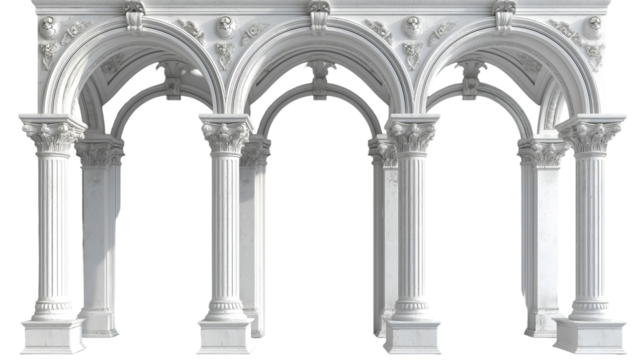 White Marble Archway Classical Architecture 3D Design.