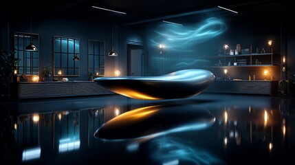 Futuristic laboratory interior, dark ambiance