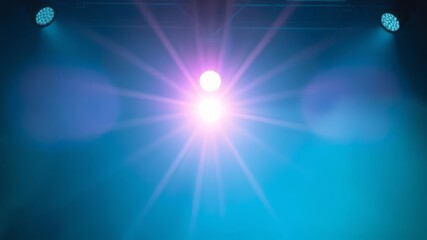 Fototapeta premium Bright Stage Lighting with Vivid Lens Flare Effects Professional Studio Setup for Concerts or Shows