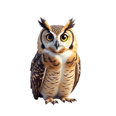 Naklejka premium Majestic Owl Portrait, transparent background, white background