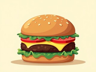 an image of a hamburger with cheese and lettuce on it, there is a hamburger with cheese and lettuce on it