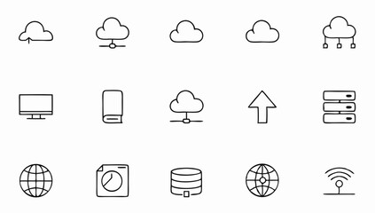 web hosting set of web icons in line style  hostin.eps
