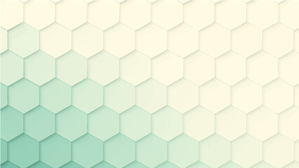 3D Hexagonal Gradient Vector Pattern in Cream and Teal Tones.