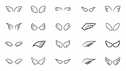 wings icons  set of black wings icons  bird wings  (1).eps