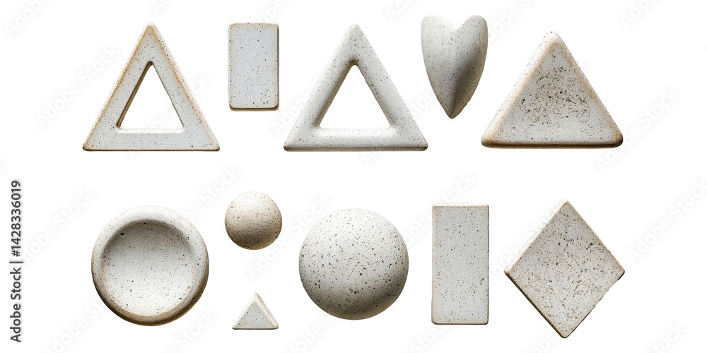 Poster geometric stone shapes collection. abstract design elements for art and architecture isolated on tra