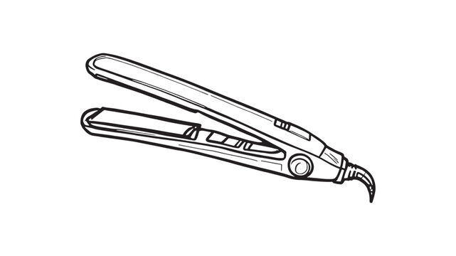 black and white hair straightener sketch clip art preview