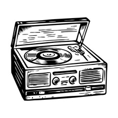A hand drawn illustration of a record player 
