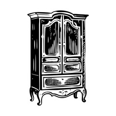A vintage style illustration of french armoire 