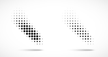 Halftone Vector Dots Curved Gradient Pattern Background. Curve Dotted Spots using Halftone Circle Dot Texture. Vector Shape Half Tone. Abstract Logo Design Element.