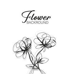 Elegant Black Line Art Flower Background for Design