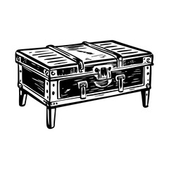 A hand drawn illustration of a steamer table 