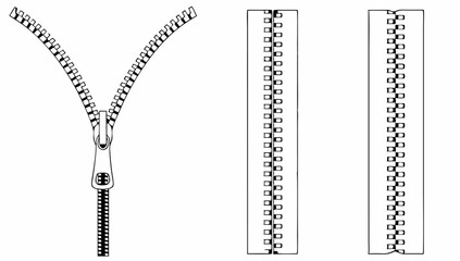 zippers  set of close and open zip with fastener (1).eps