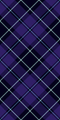 Square check plaid background, hippie texture tartan fabric. Manufacturing seamless textile vector pattern in black and indigo colors.