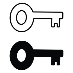 Key Icon, vector silhouette, Simple flat key icon. key Symbol, House key icon, vector illustration. 